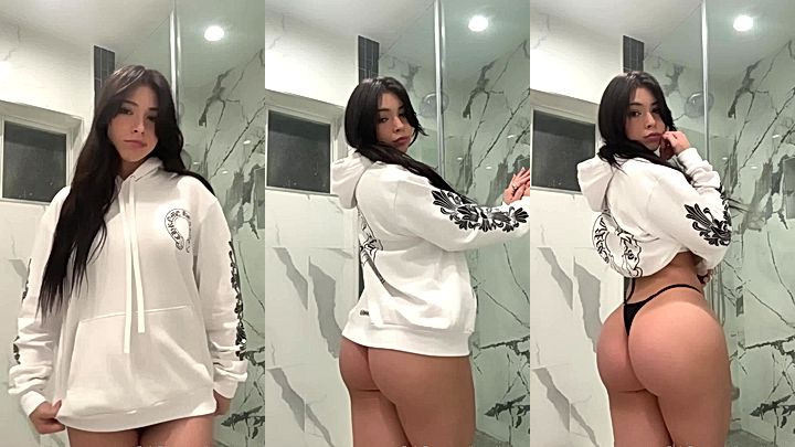 Aishah Sofey stripping her hoodies and showing big butt
