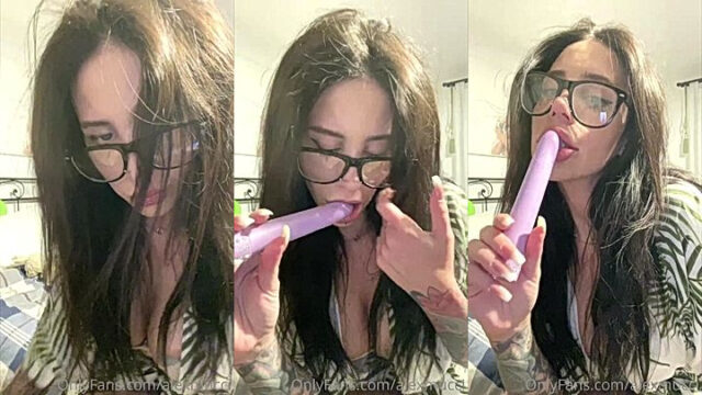 Alex Mucci blowing and sucking a dildo