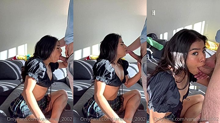 444vanessa sucking cock in a cute dress