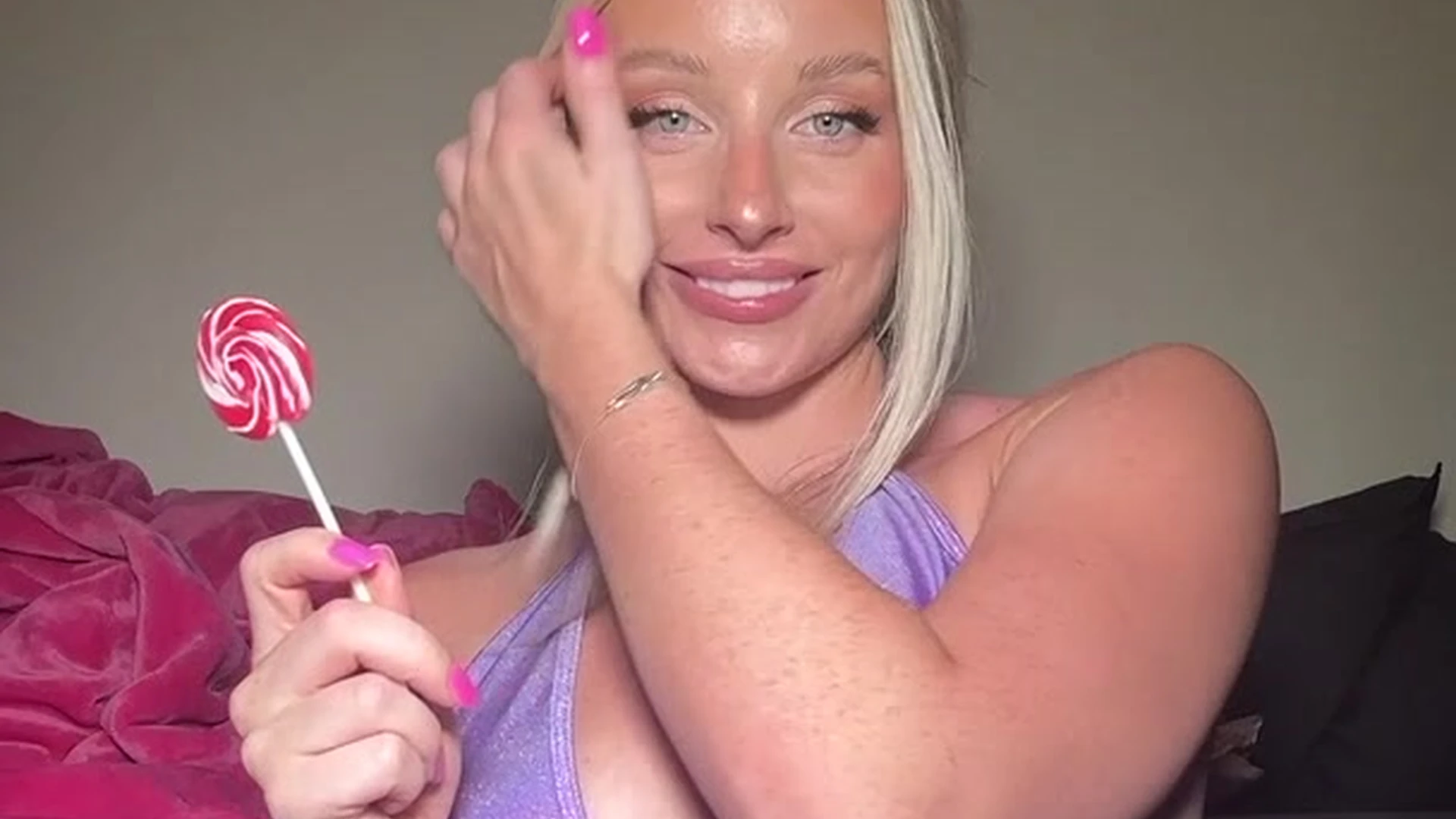 Charlotte Parkes sucking lollipop like a dick
