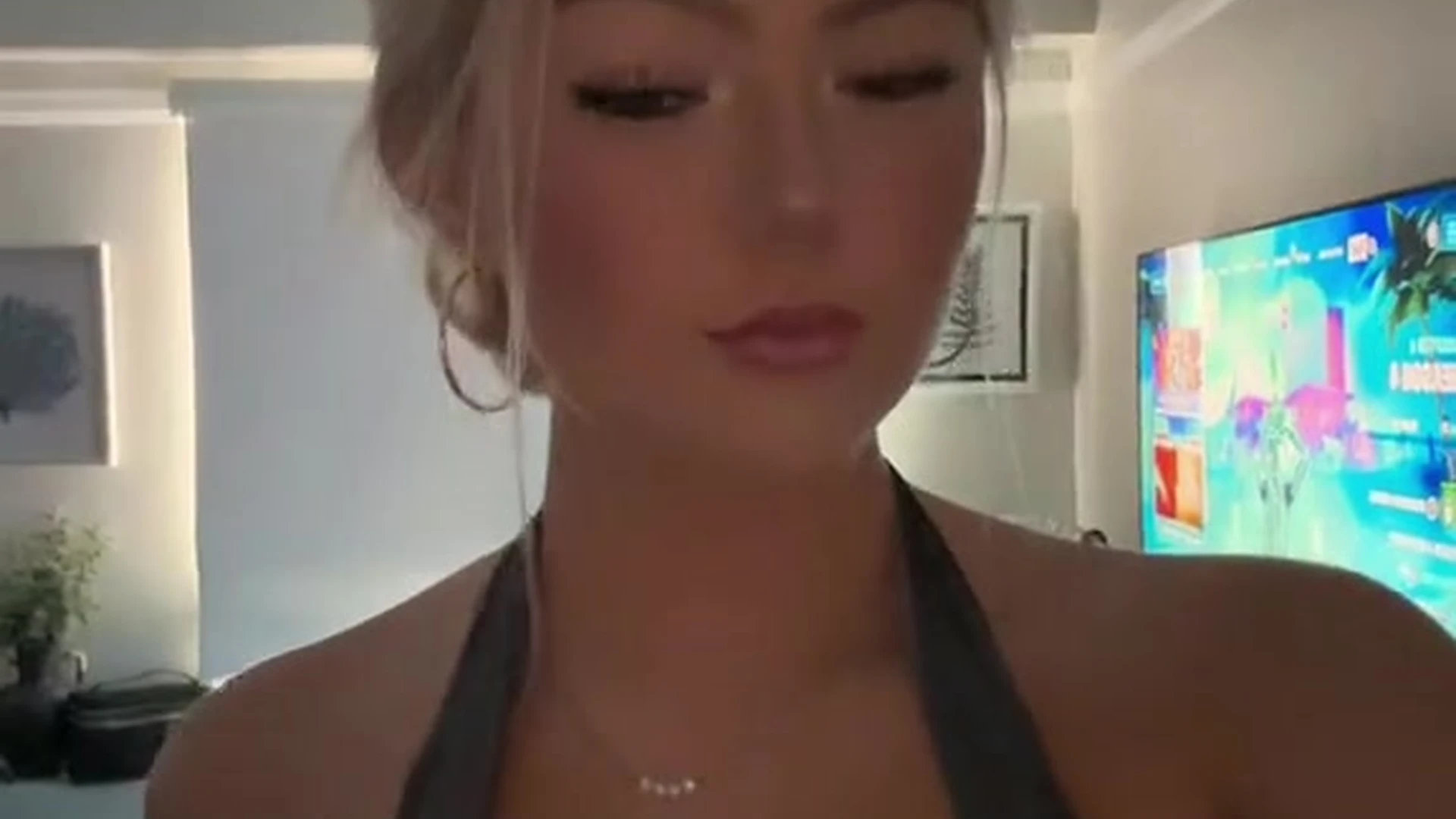 Hailey Sigmond boobs try to pops out from bra