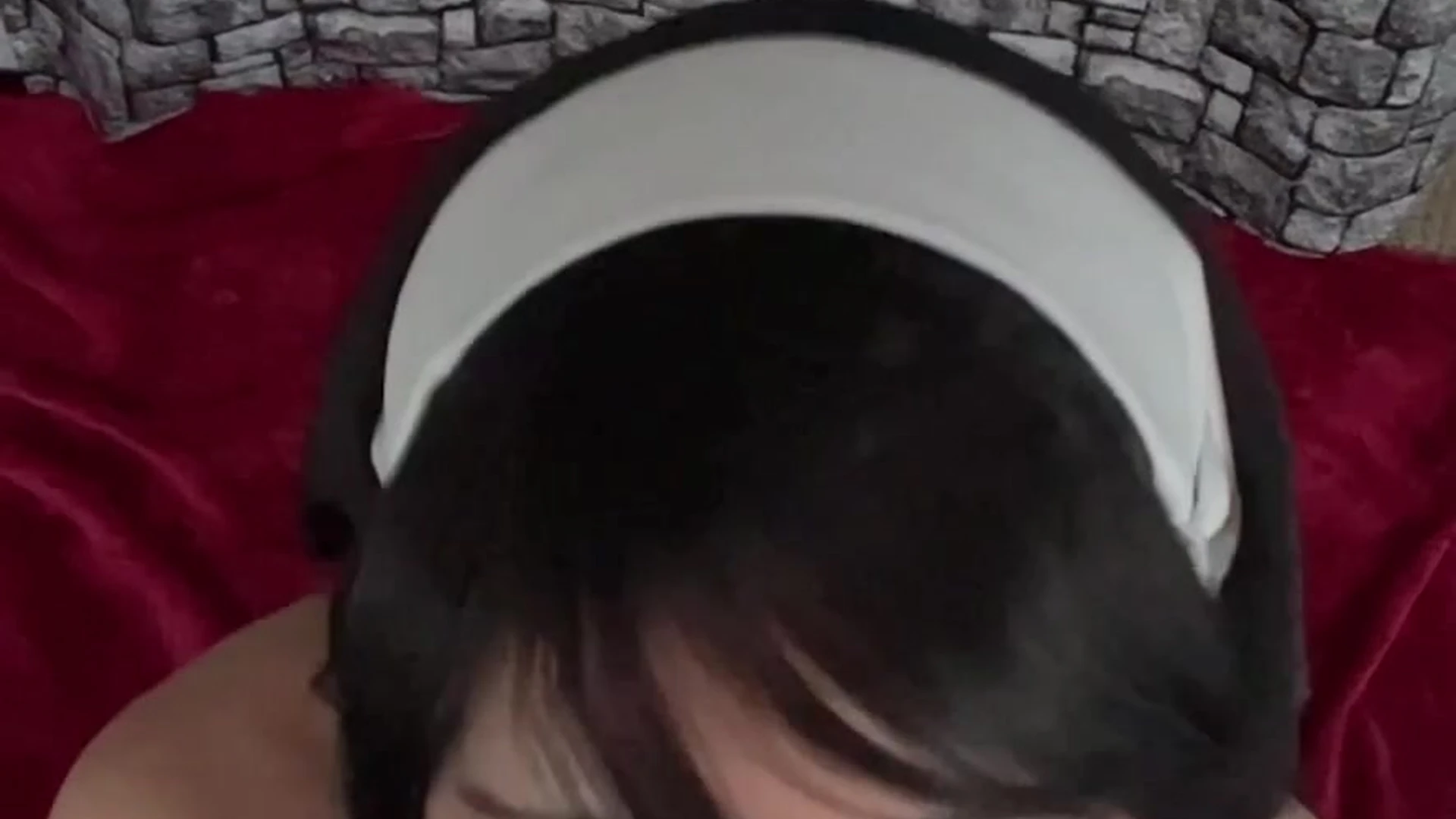 Womanwearingred sucking a big dick and teasing