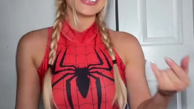 Charlotte Parkes wearing sexy spider women costume
