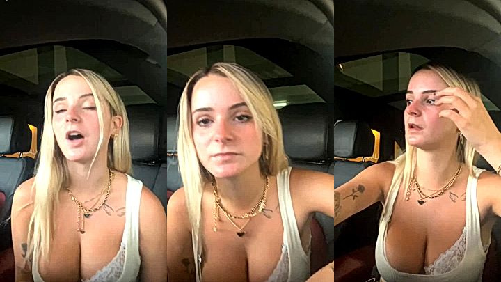 Kaitlyn Krems showing her cleavage in car