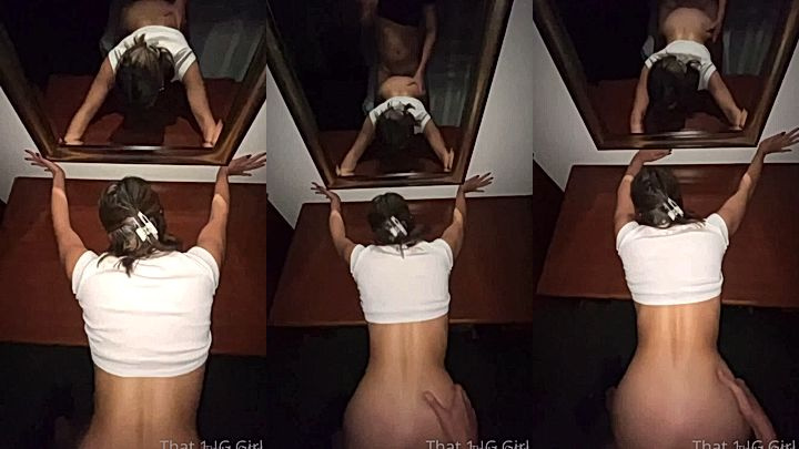 slutty american onlyfans model That1iggirl looks the mirror and gets pounded real hard