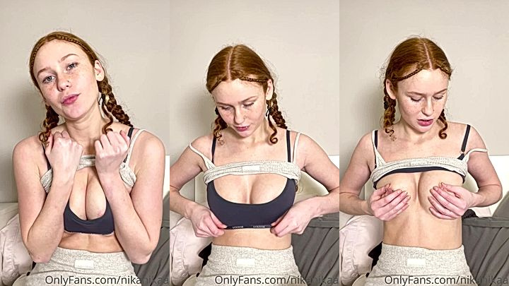 sexy onlyfans model  Nikanikaa shows her tits in lingerie and fondels  them hard