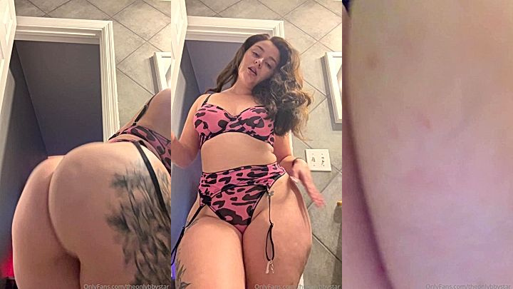 naughty onlyfans model Bbystar shows of her booty in lingerie and shakes hard